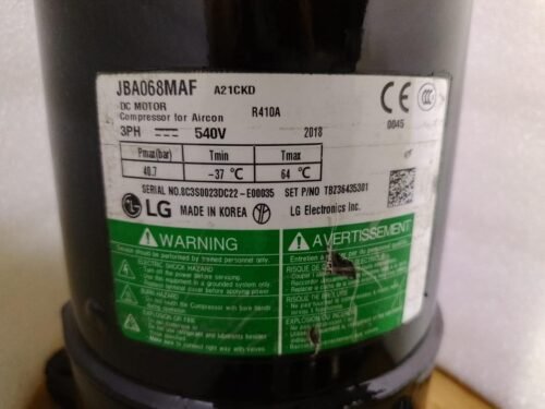 LG JBA068MAF Scroll Inverter DC Compressor – 540V, R410A,