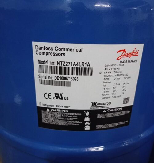 Danfoss NTZ271A4LR1A Maneurop Reciprocating Compressor – R404A/R507, 3-Phase, 31.1L Volume