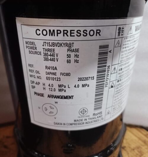 Daikin JT15JBVDKYR@T Scroll Compressor – R410A, 380-440V, 3 Phase