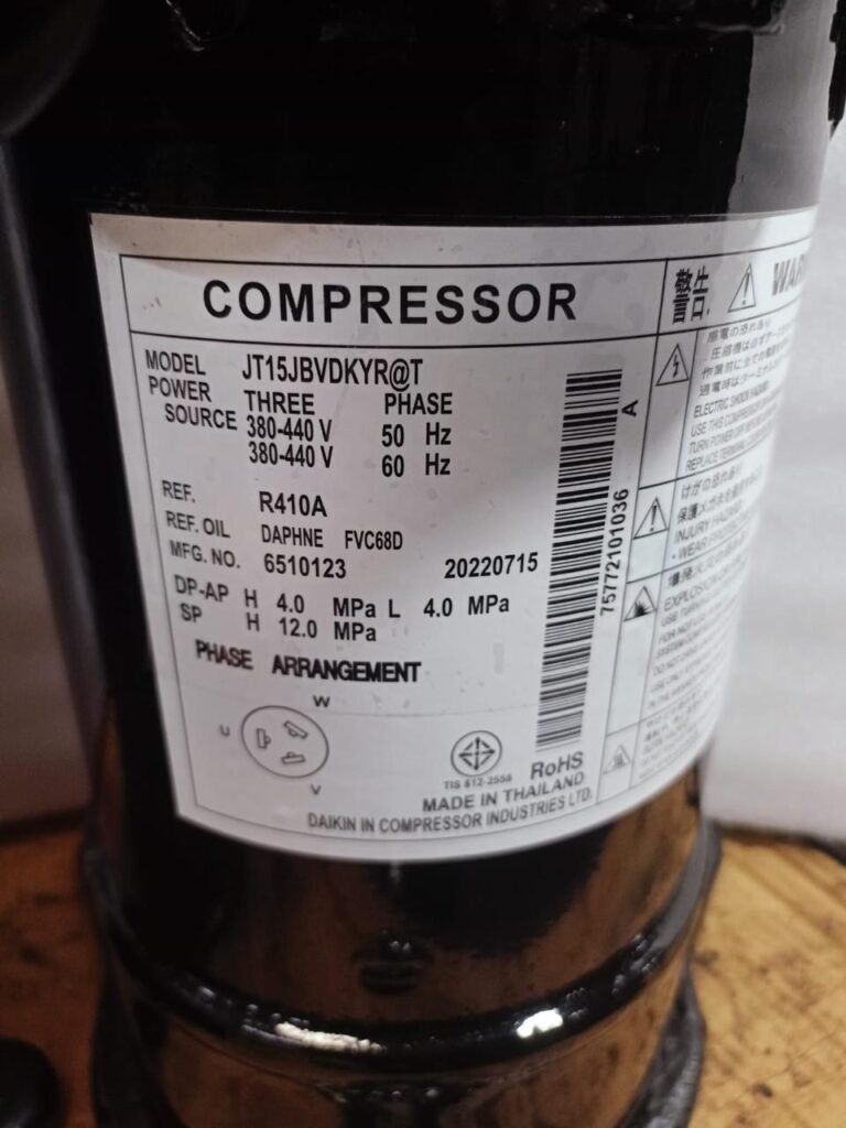 Daikin JT15JBVDKYR@T Scroll Compressor – R410A, 380-440V, 3 Phase